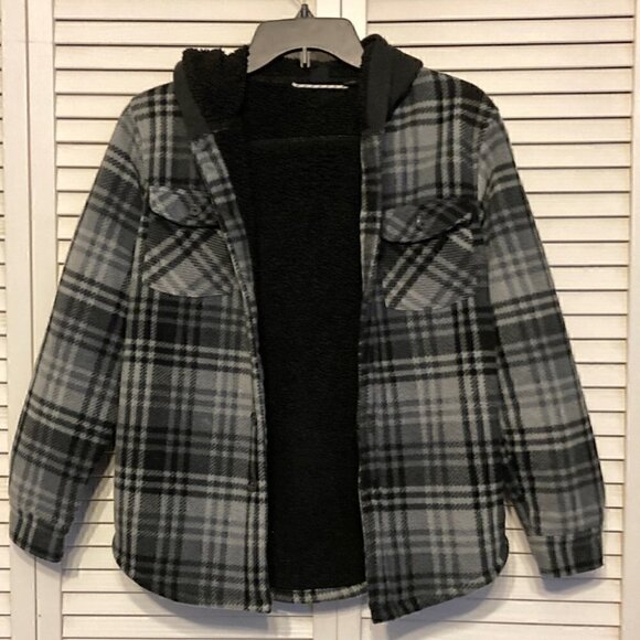 Ocean Current Other - Ocean Current Light Plaid Fleece Jacket with Hood Size M